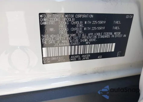 2024 Toyota Venza Limited from USA, damaged, VIN JTEAAAAHXRJ168551